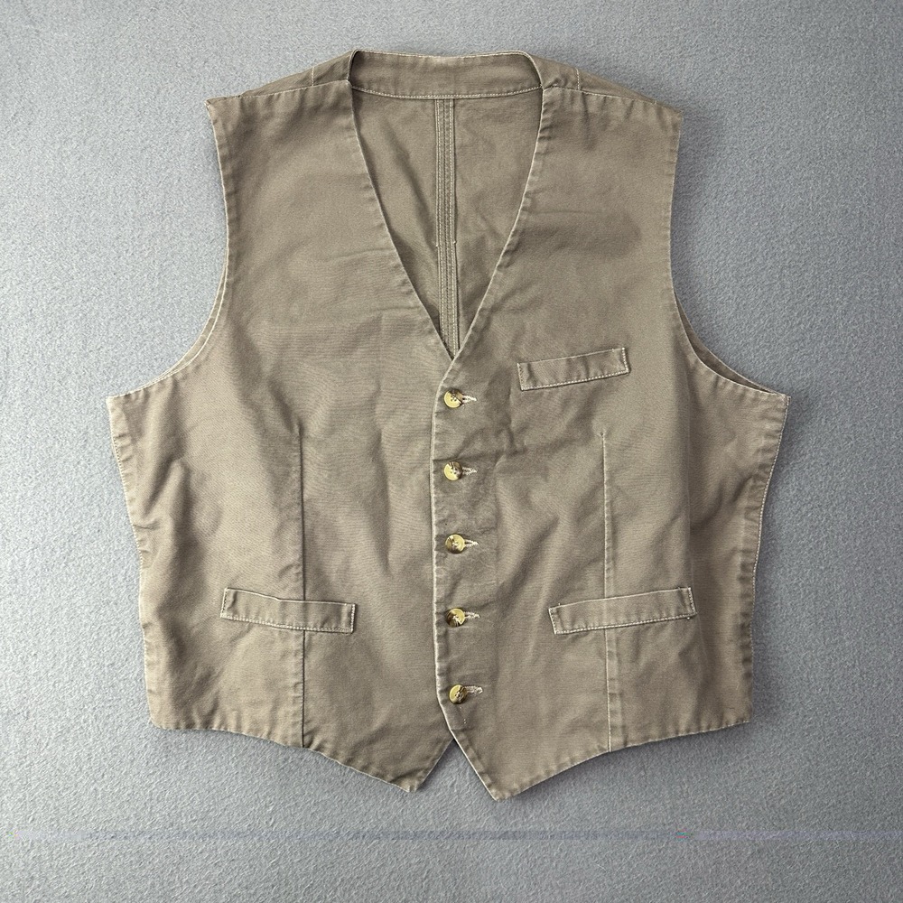 Rare Shockoe Atlier Denim vest Beige Tan Men's Size Xl Excellent